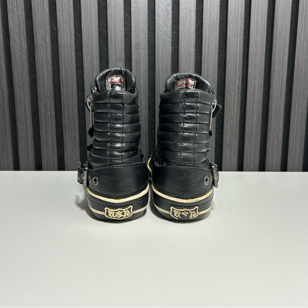 Ash black leather buckle zipper high top - Picture 4 of 8